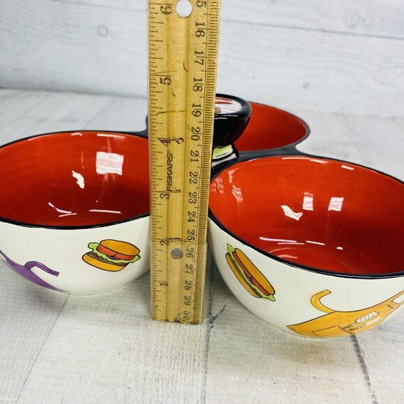 Clay Art GRILL TIME Hand Painted Summer Fun  3 Section Ceramic Condiment Server - Picture 11 of 16